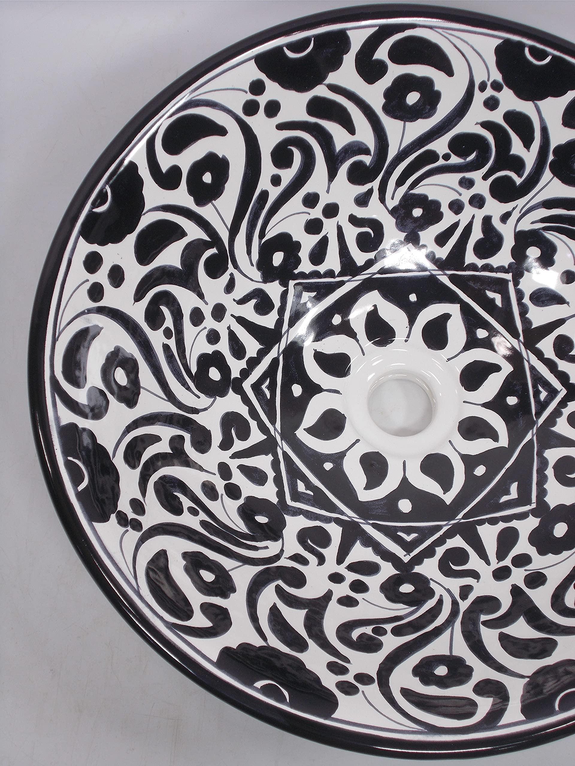 Generic 16\" ROUND TALAVERA SINK ceramic bathroom vessel sink, mexican handmade folk art