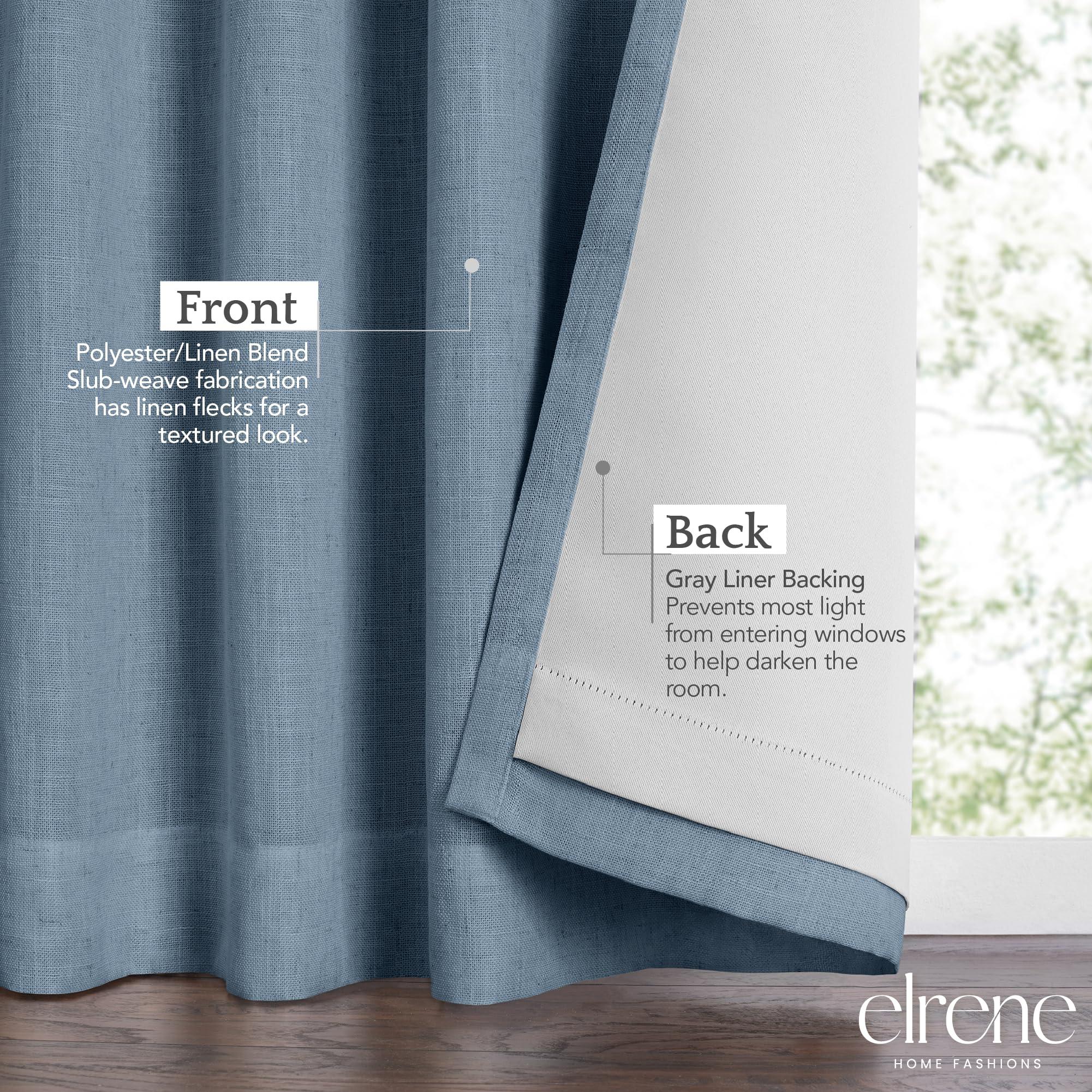 Elrene Home Fashions Elrene Home Fashions Harrow Solid Texture Blackout Single Window Curtain Panel, 52"x95", Blue