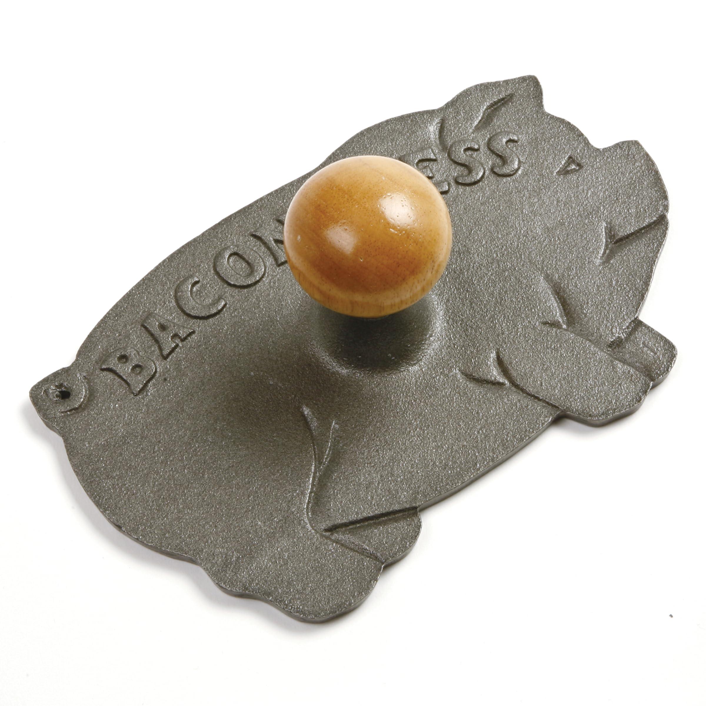 Norpro Norpro Cast Iron Pig Shaped Bacon Press with Wood Handle, 8.5in/21.5cm