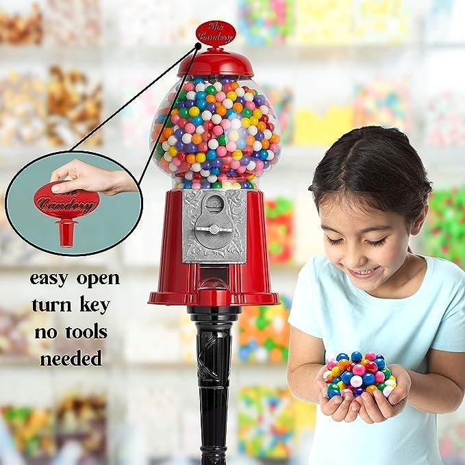 The Candery The Candery Gumball Machine - 15 Inch Candy Dispenser with Stand Durable Aluminum Frame- Includes 2lbs Bag of Gumballs for Gumball Machine - 2lb Bag - 0.62 Inch Gumballs - Kosher