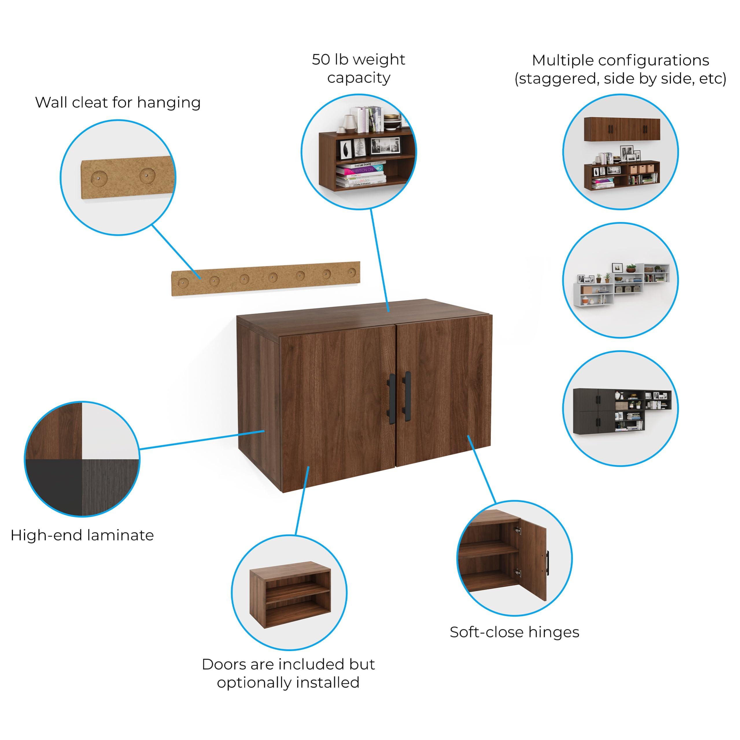 UPLIFTDESK UPLIFTDESK MoPac Overhead Cabinet (Walnut) with Black Handles