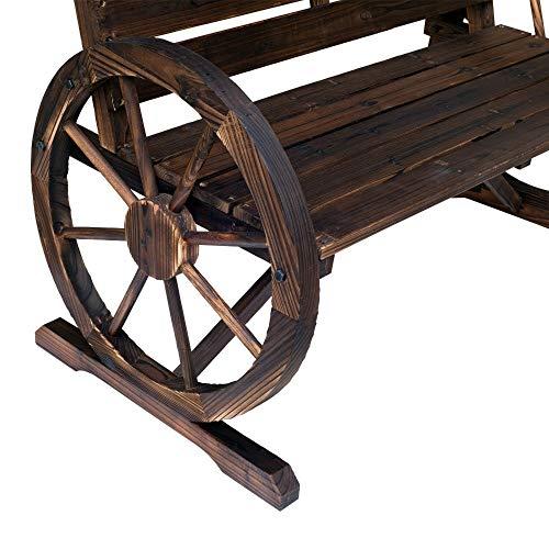 Unknown Wagon Wheel Bench Garden Chair Loveseat Wooden Accent Outdoor Garden