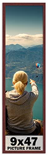 CountryArtHouse CountryArtHouse 9x47 Frame Brown Mahogany Picture Frame - Solid Wood Frame Kit includes UV Acrylic Plexiglass, Acid Free Foam Backing Board and Hanging Hardware