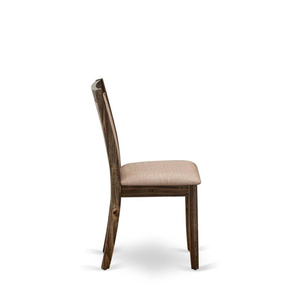 East West Furniture East West Furniture MZC7T16 Monza Parson Dining Chairs - Dark Khaki Linen Fabric Padded Chairs, Set of 2, Distressed Jacobean