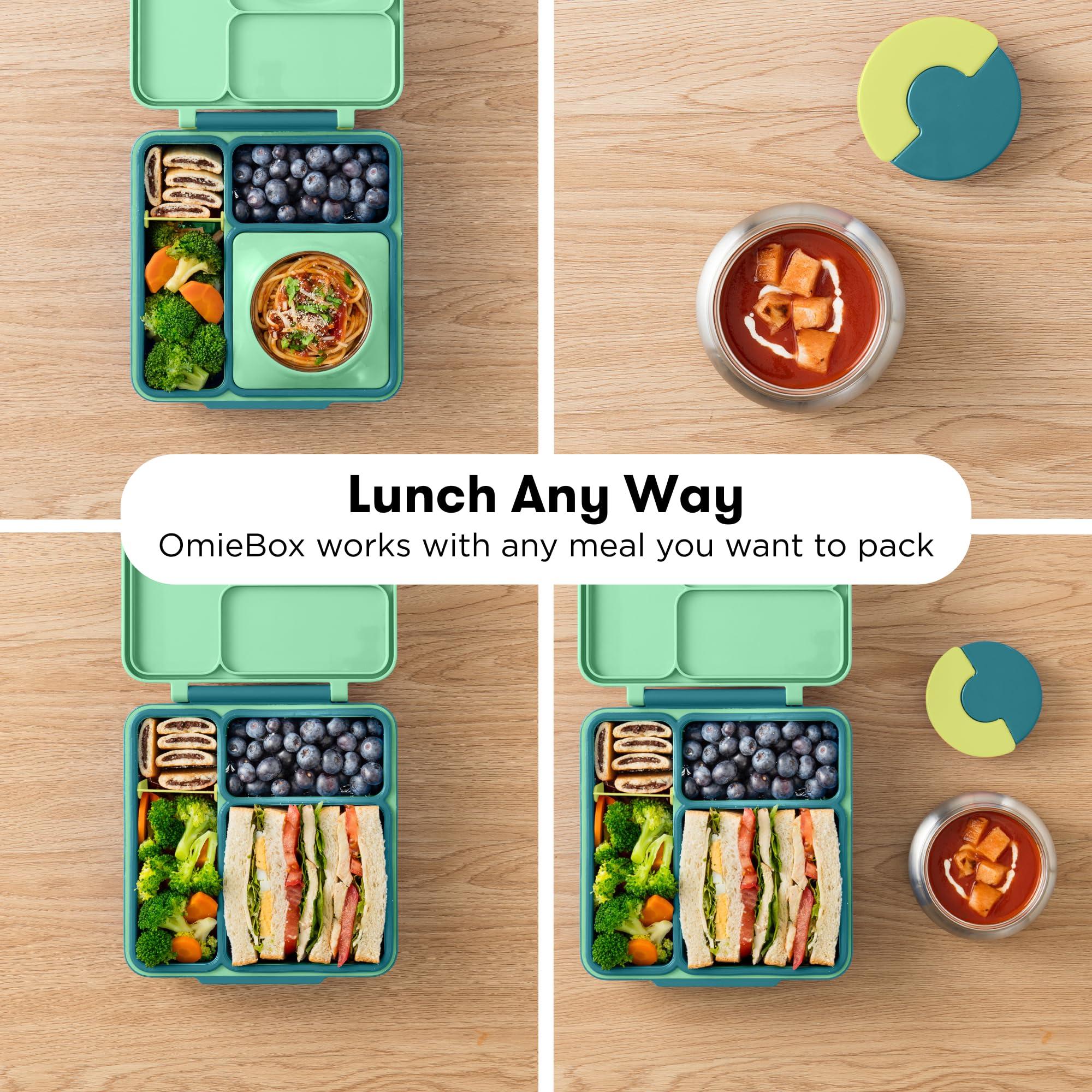 Omie Omie OmieBox Bento Box for Kids - Insulated Lunch Box with Leak Proof Thermos Food Jar - 3 Compartments, 2 Temperature Zones - (Meadow) (Single)
