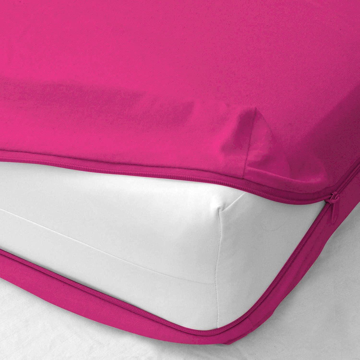 BEDOOPY BEDOOPY 1 Piece Zipper Fitted Sheet Only - Queen Size Zipper Fitted Sheet 6 Inch Deep Pocket - 400 Threadcount 100% Egyptian Cotton Super Soft - Easy to Change, Fold & Wash, Hot Pink