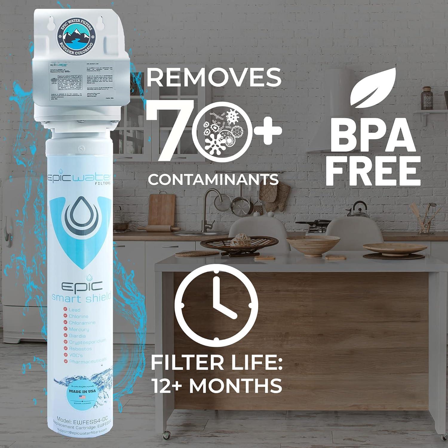 Epic Water Filters Epic Water Filters Smart Shield. Under Sink Water Filter, Inline NSF 53 Water Filter. Direct Connect DIY Install for Under Sink. Tap Water Filtration System. No Water Wasted