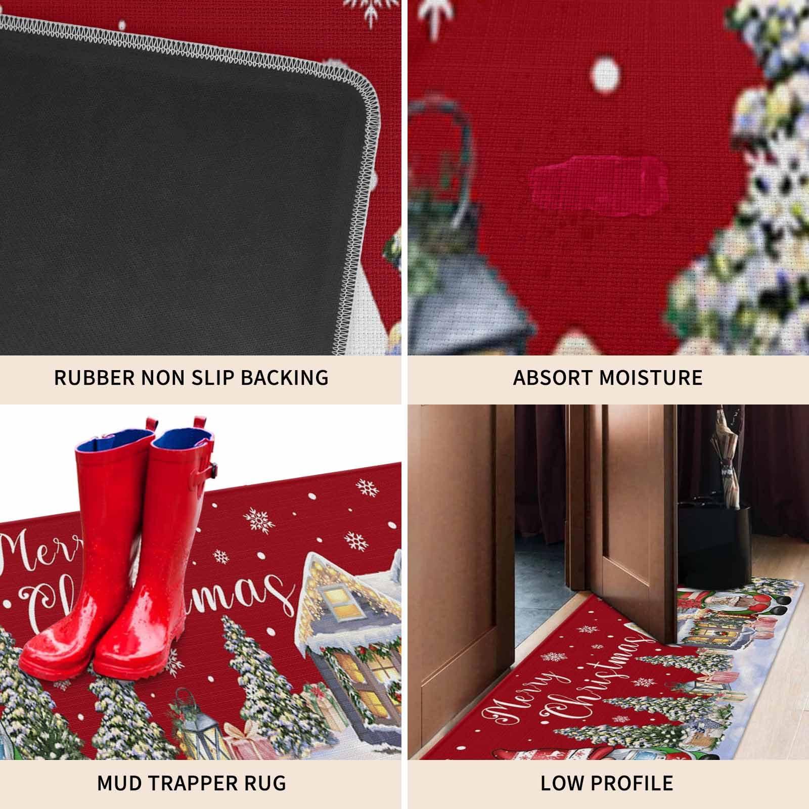 LooPoP Christmas Kitchen Rugs Set of 2 Snowman Kitchen Mats Gnome Red Xmas Tree Doormats Non Skid Area Runner Rugs Carpet Absorbent Floor Mat for Kitchen Home Winter Holiday Christmas Decorations Gifts