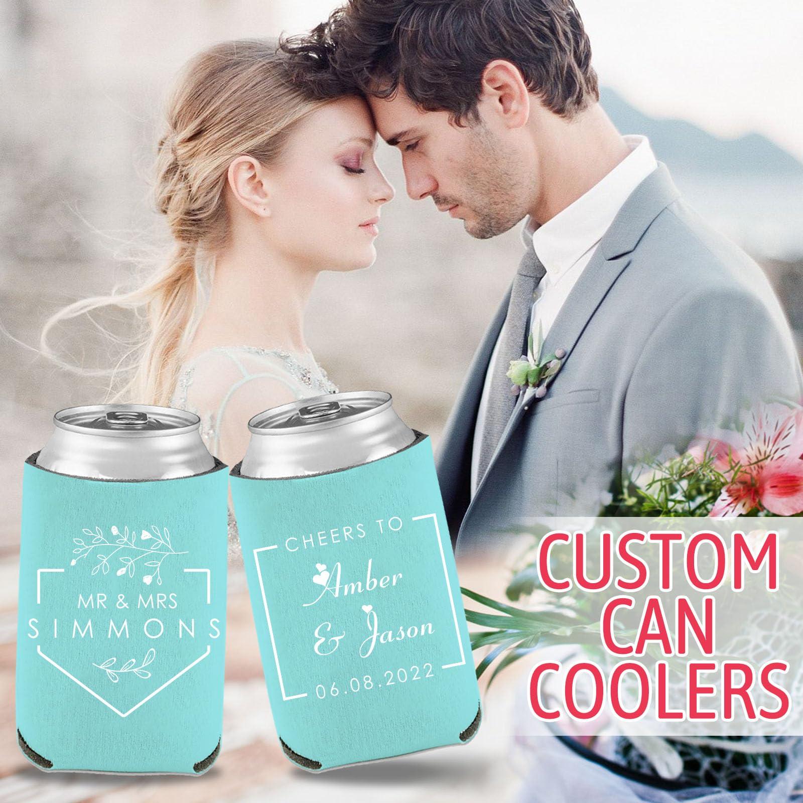 UxCaLuc Custom Can Coolers Sleeves Bulk Personalized Insulated Collapsible Drink Can Sleeve with Face Photo Image Text Gifts Wedding Birthday Party Favors 150 Pack