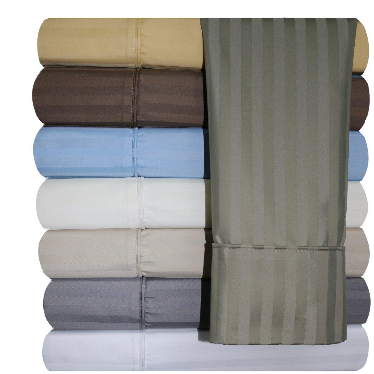 Royal Hotel Bedding Royal Hotel Bedding Twin-Extra-Long Sheets, Cotton-Blend Wrinkle-Free Sheets - 650-Thread-Count Stripe Sheet Set, Gold