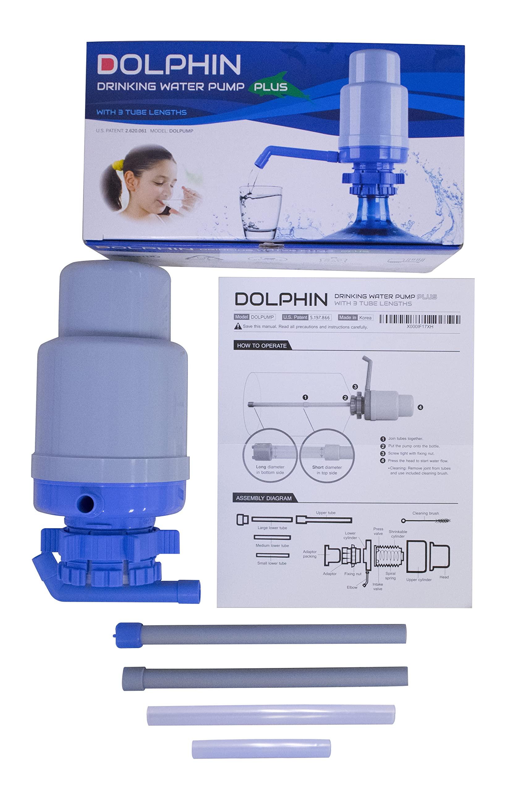 TERA PUMP Improved Generation Dolphin Water Bottle Pump with 4 Tubes Fits Most 2 to 6 Gallon Cooler Excluding Glass (NO BPA)