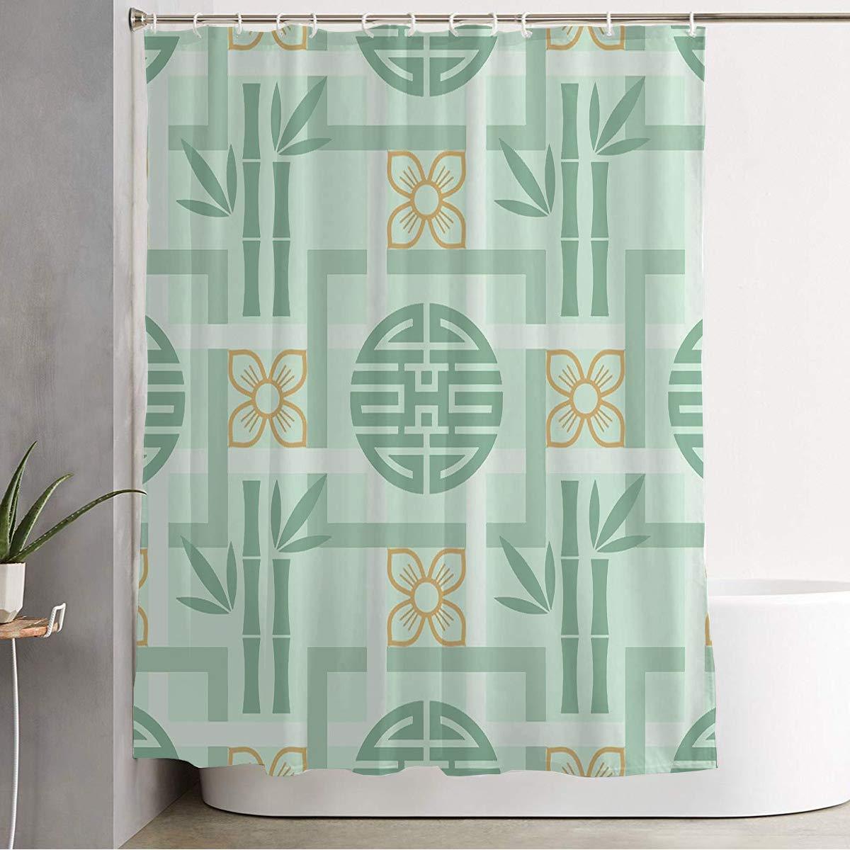 Staromia Bathroom Shower Curtain Seamless Tile Pattern Oriental Floral Leaves Japanese Korean Asian Flower Knot Texture Textures Cute Shower Curtain Waterproof Bath Curtain with Hooks 72x78 Inch