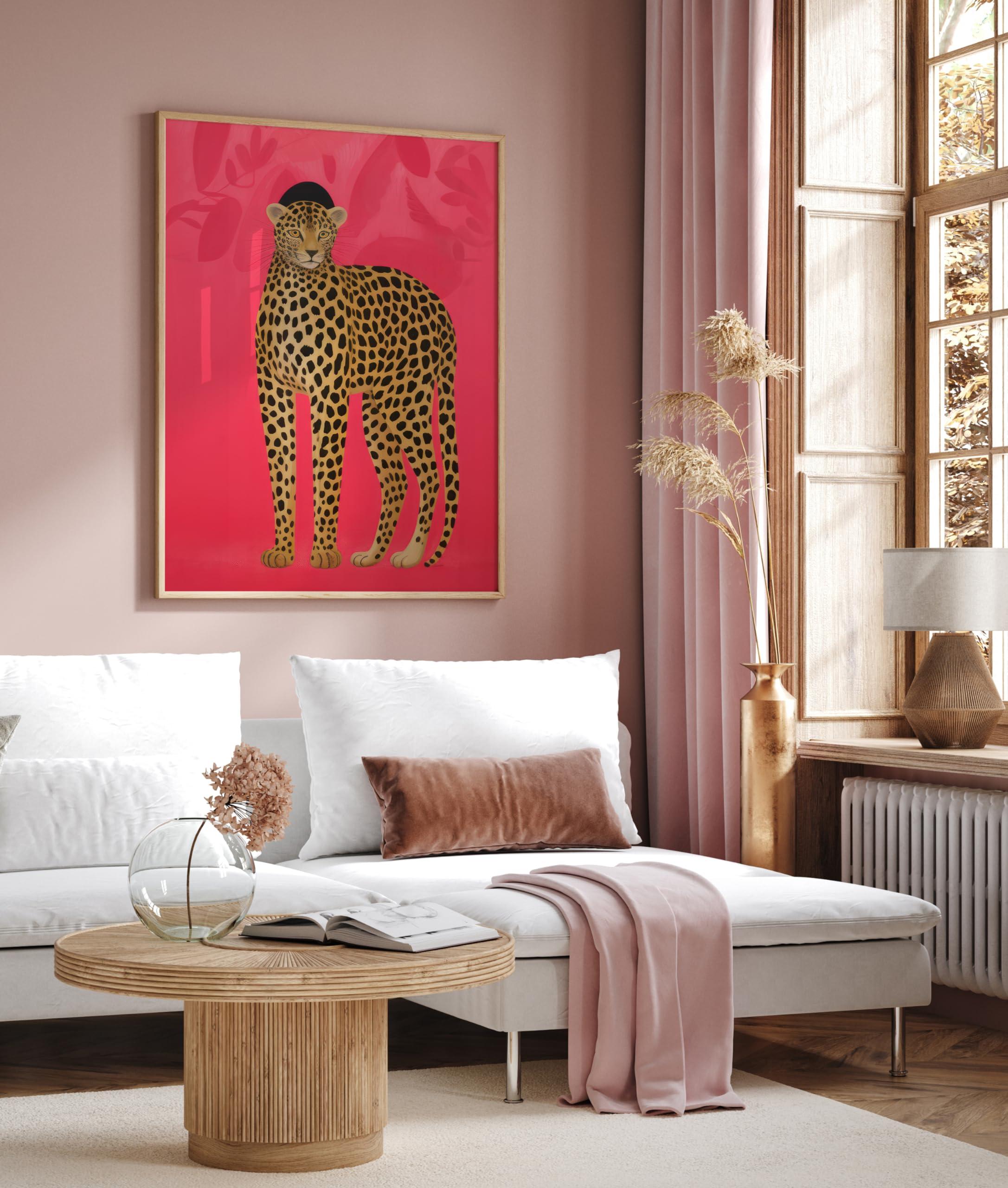 Monem Art Studio Monem Art Leopard Poster - Retro Cat Print - Panther Art - Wild Life Art - Modern Art - Chic Boho Art - Pop Art - Aesthetic Art - Great Kid\'s Room or Nursery Wall Decor - 11x14 UNFRAMED Wall Art