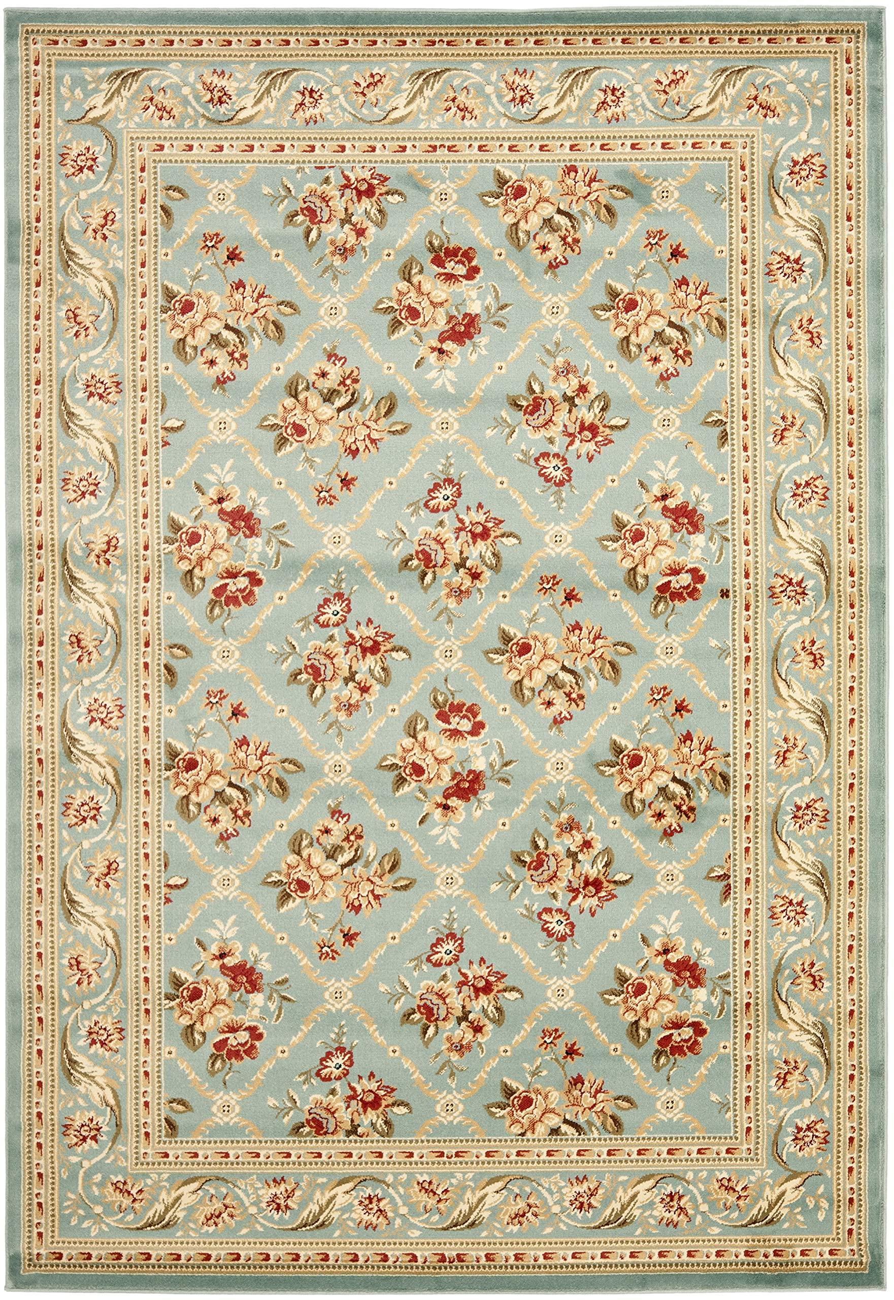 Safavieh SAFAVIEH Lyndhurst Collection Area Rug - 5'3" x 7'6", Blue & Blue, Traditional Floral Trellis Design, Non-Shedding & Easy Care, Ideal for High Traffic Areas in Living Room, Bedroom (LNH556-6565)