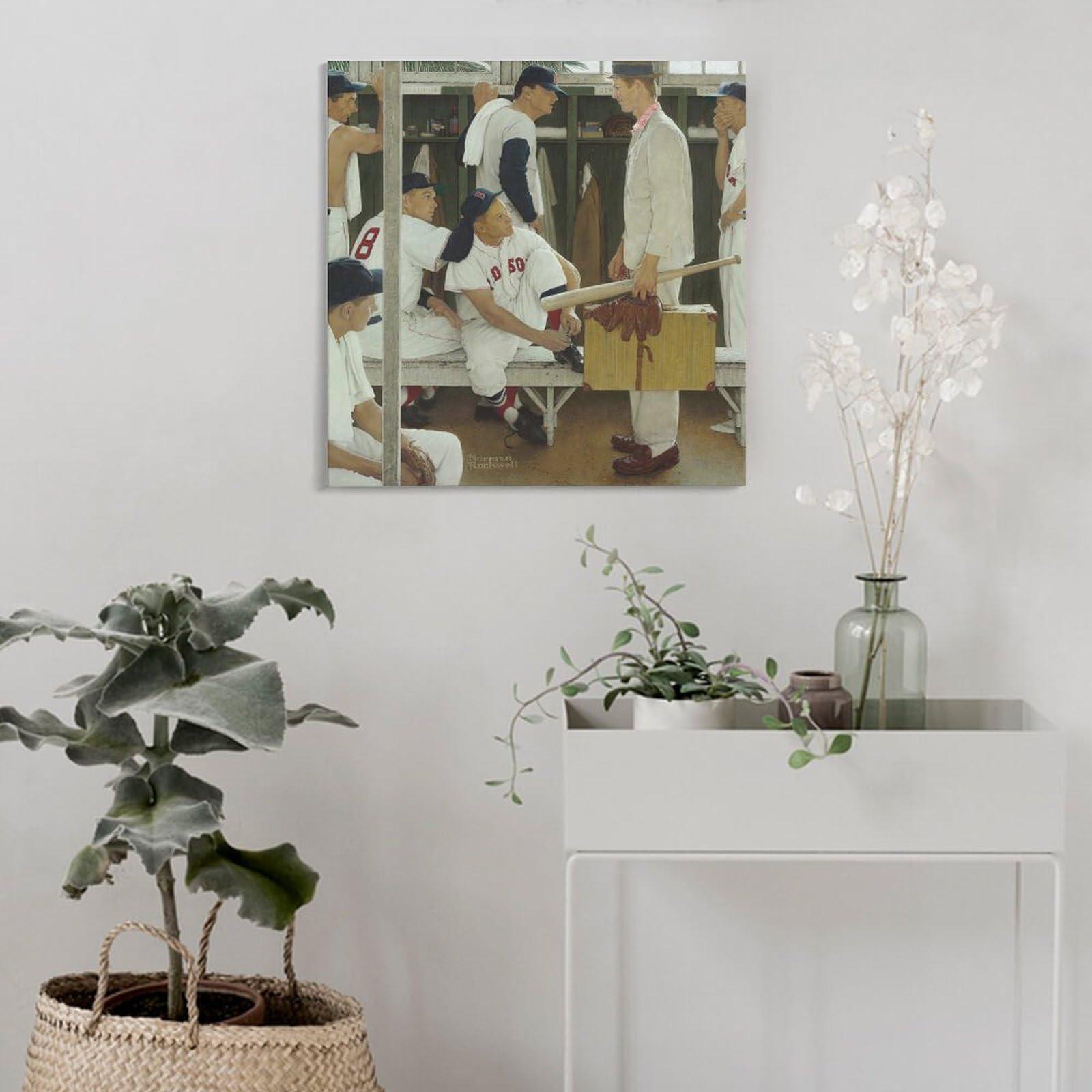 JU XIANG Norman Rockwell Prints The Rookie Illustration Reproduction Poster Art Poster Canvas Painting Decor Wall Print Photo Gifts Home Modern Decorative Posters Framed/Unframed 12x12inch(30x30cm)