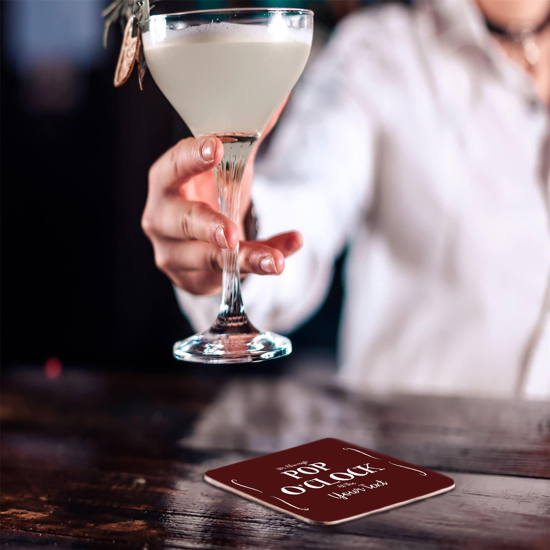 Bang Tidy Clothing Personalised Beer Mats Pack of 24 - Absorbent Recyclable Cardboard Drink Mat Coasters 3.74 x 3.74 x 0.04 inch Square - Accessories for Home Bars Pubs - POP - Ruby - ADD Your Text