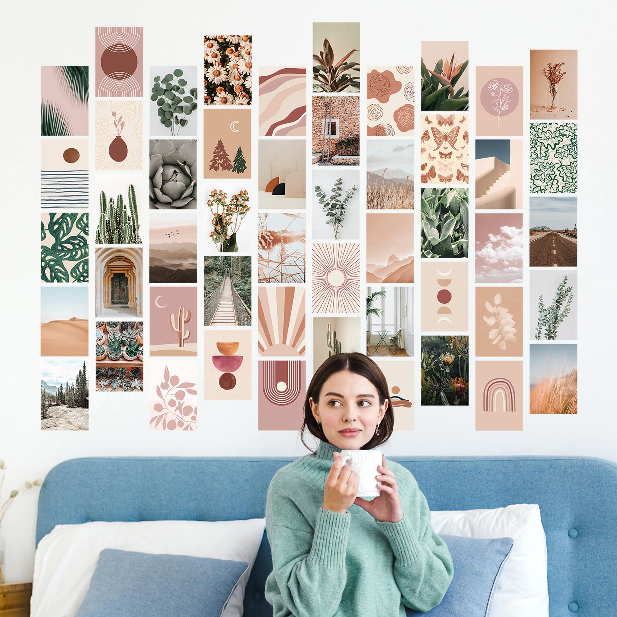 Artivo Artivo Boho Wall Collage Kit for Teen Girls, Cute Room Decor, Aesthetic Wall Decor Pictures, Boho Wall Art Prints Bedroom Decor, Posters for Room Aesthetic, Dorm Collage Photos 50 Set 4x6 inch