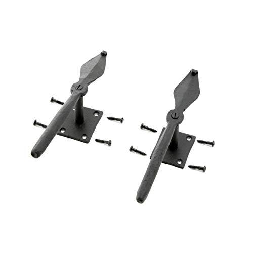 Renovators Supply Manufacturing Renovators Supply Manufacturing Shutter Dogs 7 in. Decorative Spoon Shaped Black Wrought Iron Shutter Dogs with Mounting Hardware