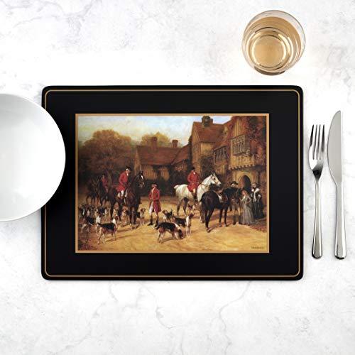 Pimpernel Pimpernel Tally Ho Collection Placemats | Set of 4 | Heat Resistant Mats | Cork-Backed Board | Hard Placemat Set for Dining Table | Measures 15.7” x 11.7”