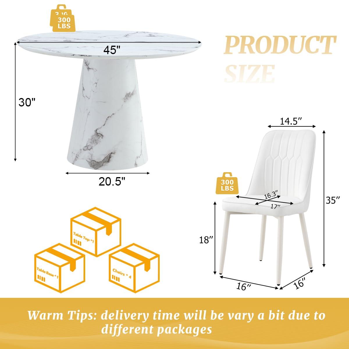 BAOPIN BAOPIN 45\'\' Round Dining Table Set for 4, Small Dining Table Set for 4, Dining Room Table Set for 4, Dining Room Table Round for 4, Round Dining Table Set for Home