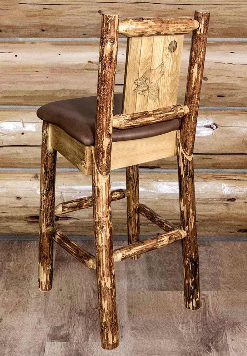 BLACK FOREST DECOR BLACK FOREST DECOR Cascade Counter Stool with Saddle Upholstery and Back - Wolf