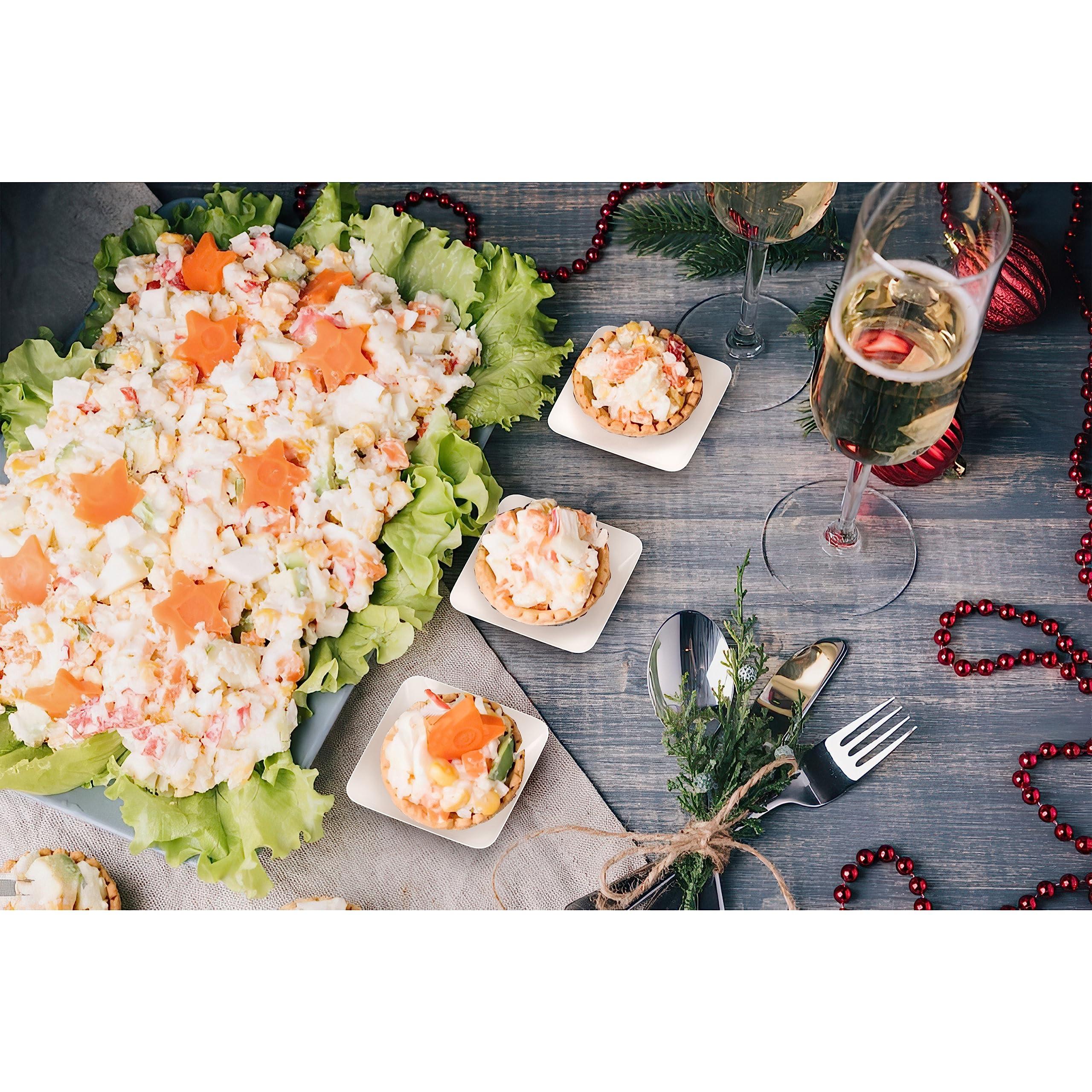 Exquisite Exquisite Tiny Mini Dessert Plates Disposable Appetizer Plates - 120 Pack 2.4 In. x 2.4 In. White Dessert Plates - Small Plastic Disposable Dessert Plates are BPA Free - Wedding Dessert Plates