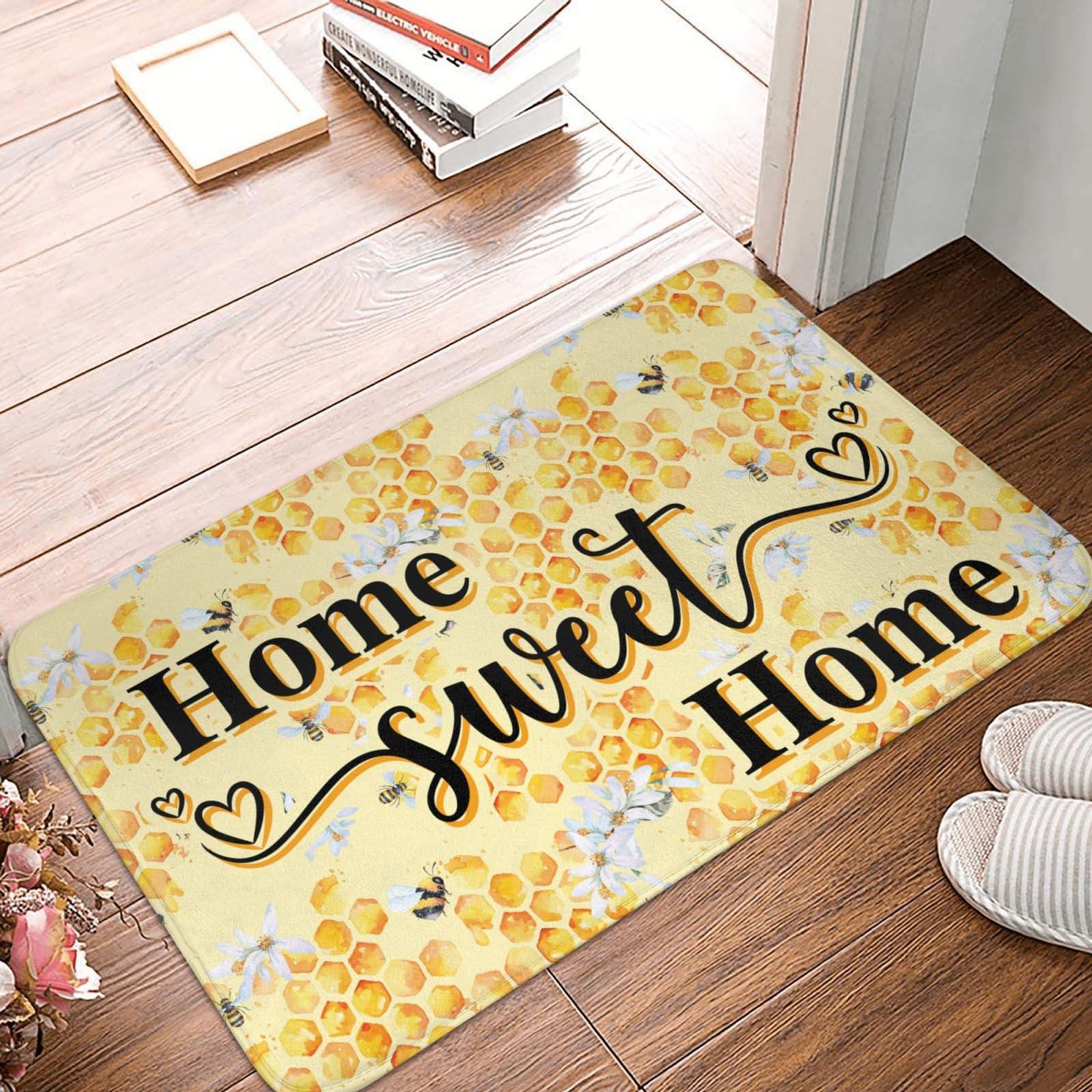 Lairep Lairep Outdoor Welcome Mat, Home Sweet Home Door Mat, Cushioned Anti Fatigue Kitchen Mat, Yellow Farmhouse Doormats for Home Entrance, Washable Non Slip Indoor Entry Rug, 3120 Inch
