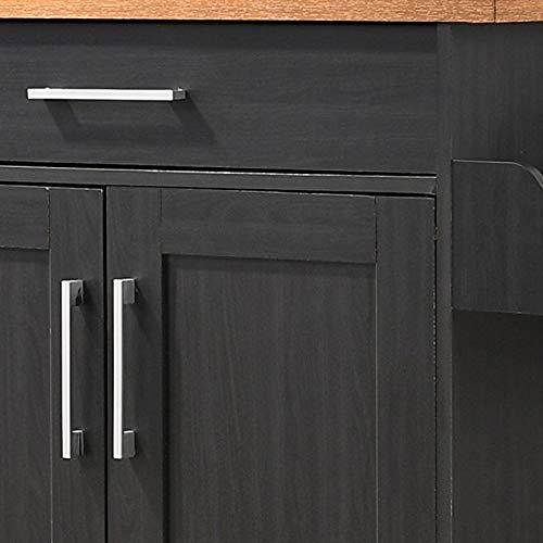 Hodedah Hodedah Kitchen Island with Spice Rack, Towel Rack & Drawer, Black with Beech Top