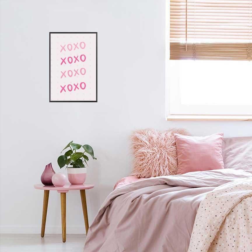 HomeLoft Basics Pink Xo Wall Art Preppy Grily Poster Minimalist Cute Girl Room Wall Decor Watercolor Aesthetic Xo Prints Painting For Home Bathroom Bedroom Living Room Apartment 12x16in Unframed