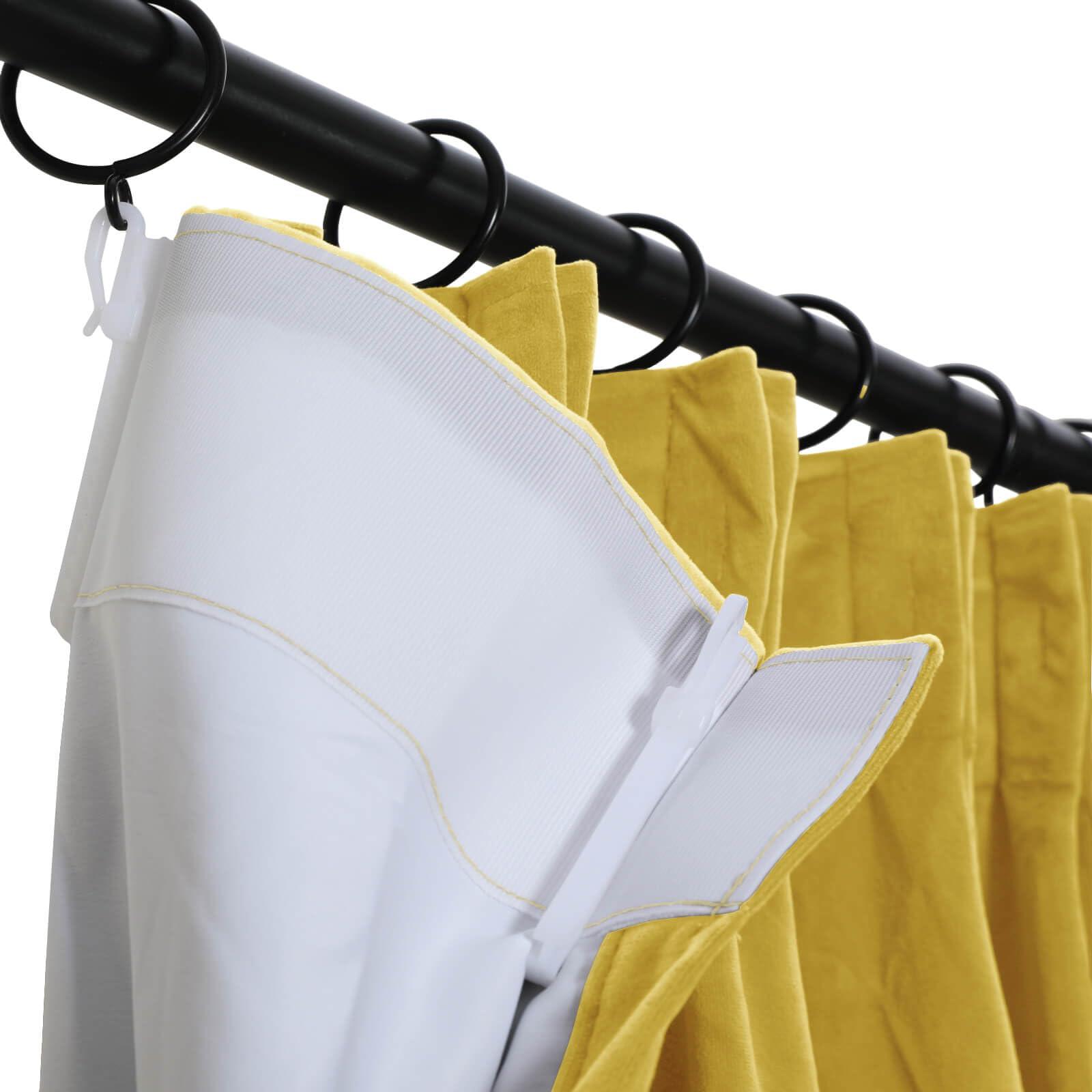 Drapifytex Drapifytex Solid Color Pinch Pleat Velvet Theater Curtain, 120 Inches Extra Long Bedroom Soft Velvet Thermal Insulated Blackout Drape for Track (Yellow,1 Panel)