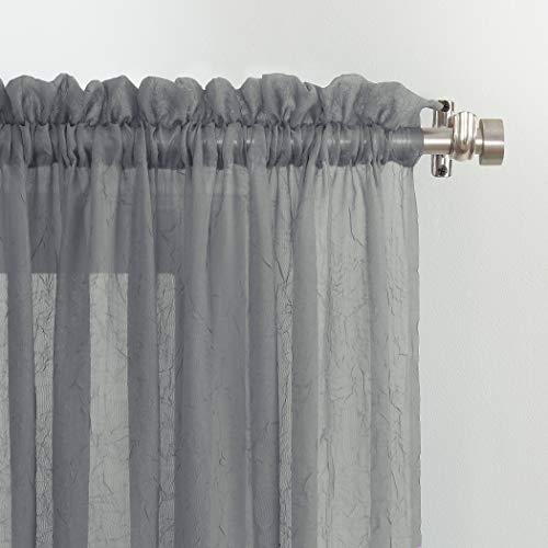 No. 918 No. 918 Erica Crushed Voile Ascot Beaded Sheer Rod Pocket Curtain Valance