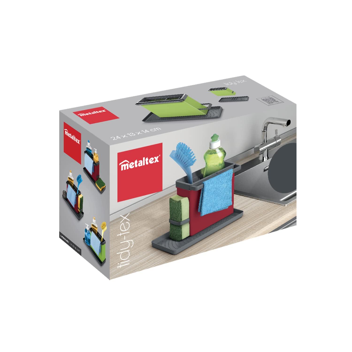 Metaltex USA Metaltex Sink Tidy, Plastic -ABS, Red/Grey, 24 x 13 x 14 cm