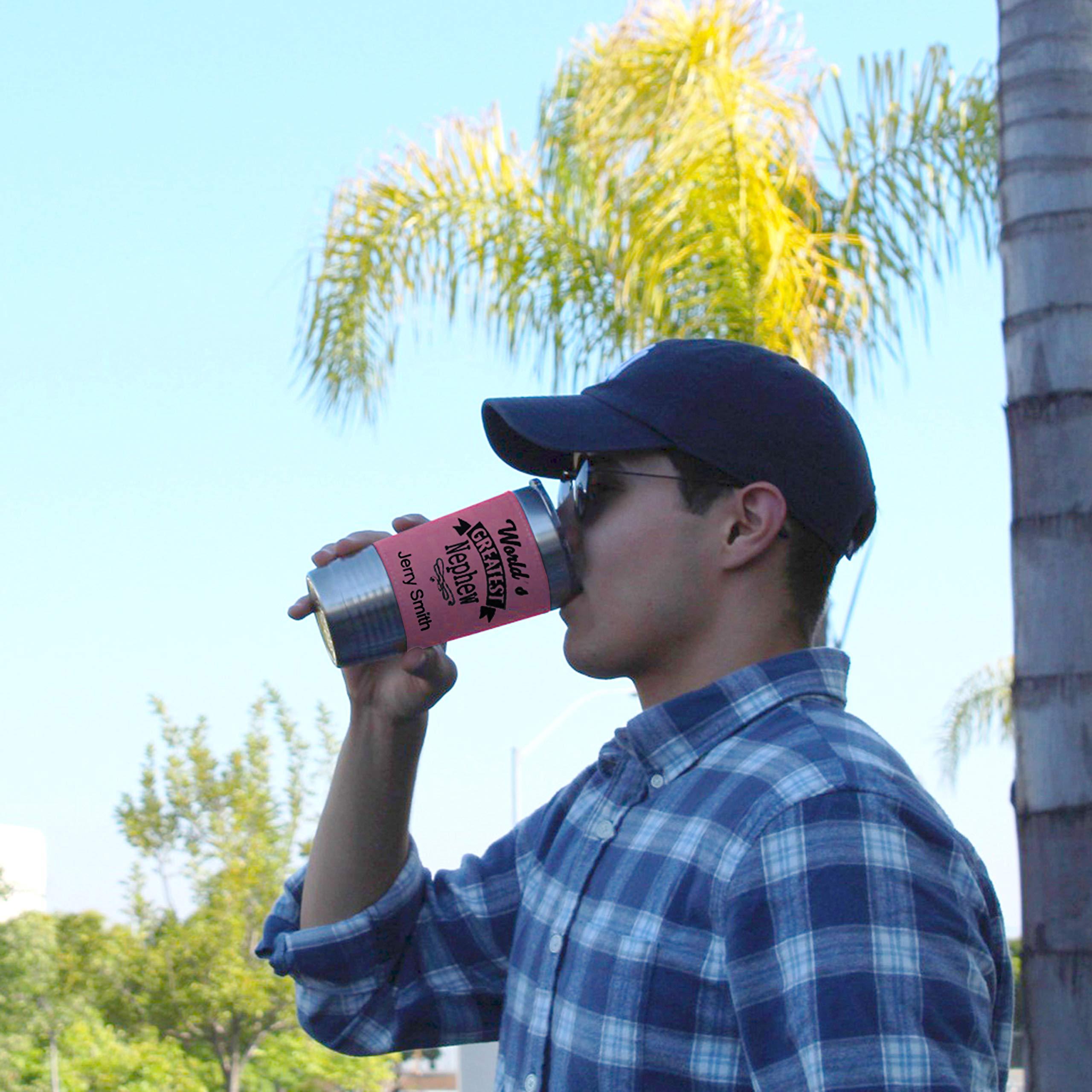 LaserGram LaserGram 20oz Vacuum Insulated Tumbler Mug, Barrel Racer, Personalized Engraving Included (Faux Leather, Pink)