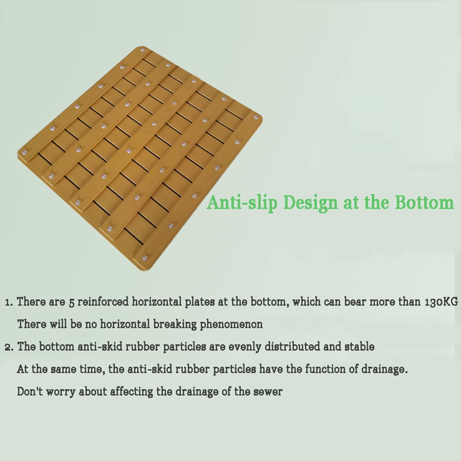 SUNMME Wooden Grating Duck Board Bathroom,Bamboo Bath Mat,Bamboo Shower Mat, Wooden Shower Mat for Home, Tub,Spa Or Outdoor Use,with Water-Resistant Coating,Customizable,80x90cm/31x36in