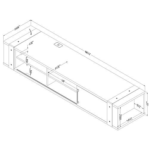 South Shore South Shore Munich 68\" Wall Mounted Media Console-Weathered Oak