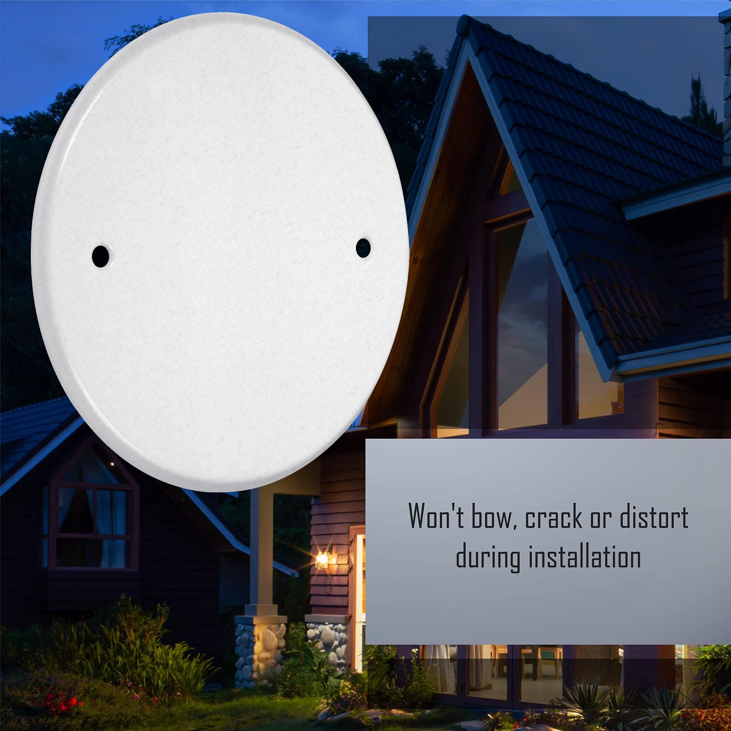 TayMac TayMac LPB3400 Flat Round Blank Plate Metallic 5 4-Inch. Box Mount, White Finish