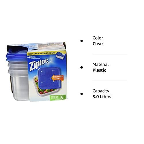 Ziploc Ziploc Plastic Food Storage Container Set, Clear, Pack Of 3