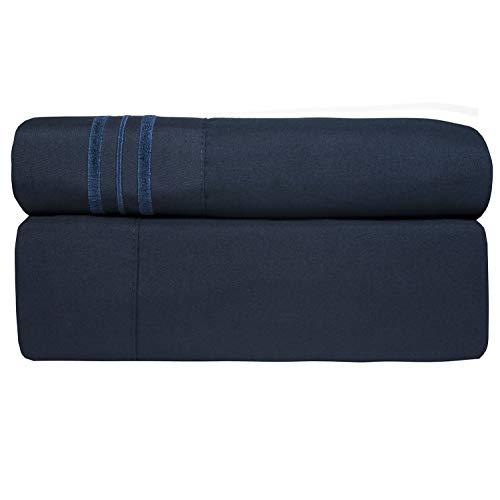 Sweet Home Collection Twin Sheets - Breathable Luxury Sheets with Full Elastic & Secure Corner Straps Built In - 1800 Supreme Collection Extra Soft Deep Pocket Bedding Set, Sheet Set, Twin, Navy