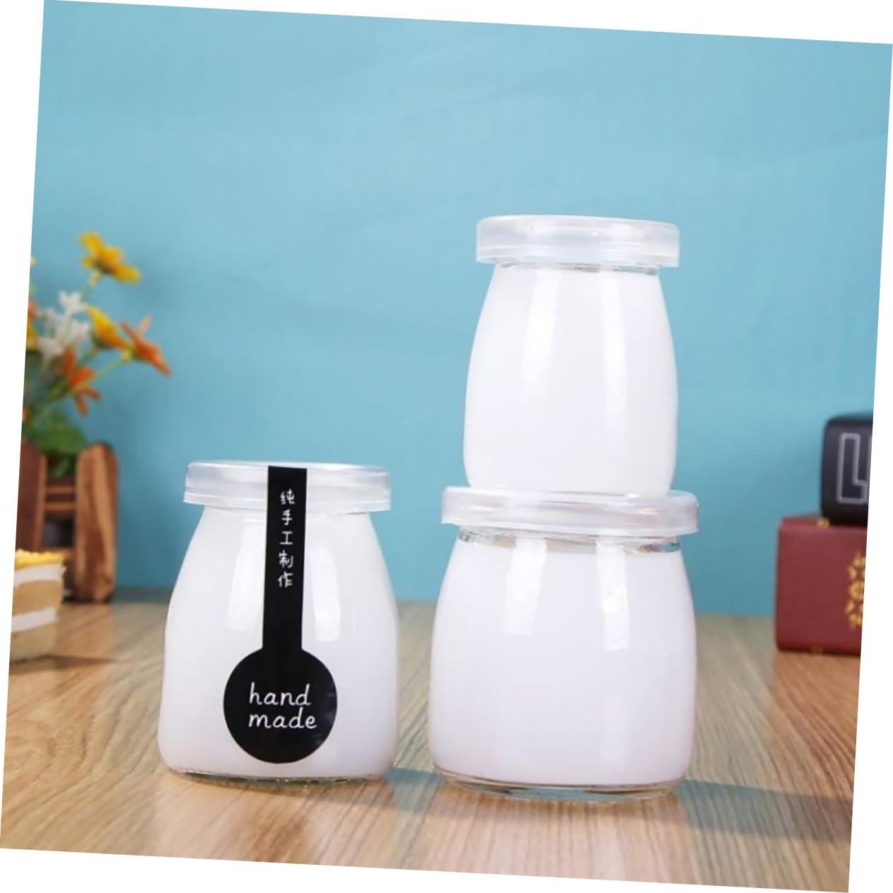 PRETYZOOM PRETYZOOM 10pcs 200mL Wide Mouth Glass Pudding Jars with Lids Storage Containers for Pudding Yogurt and Juice Glass Jelly Cups Set