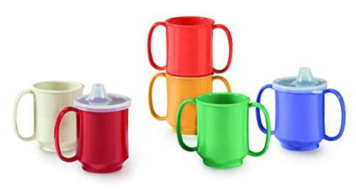 G.E.T. GET SN-103-RO BPA-Free Plastic Easy Grip Two Handled Mug, 8 Ounce, Rio Orange (Set of 12)