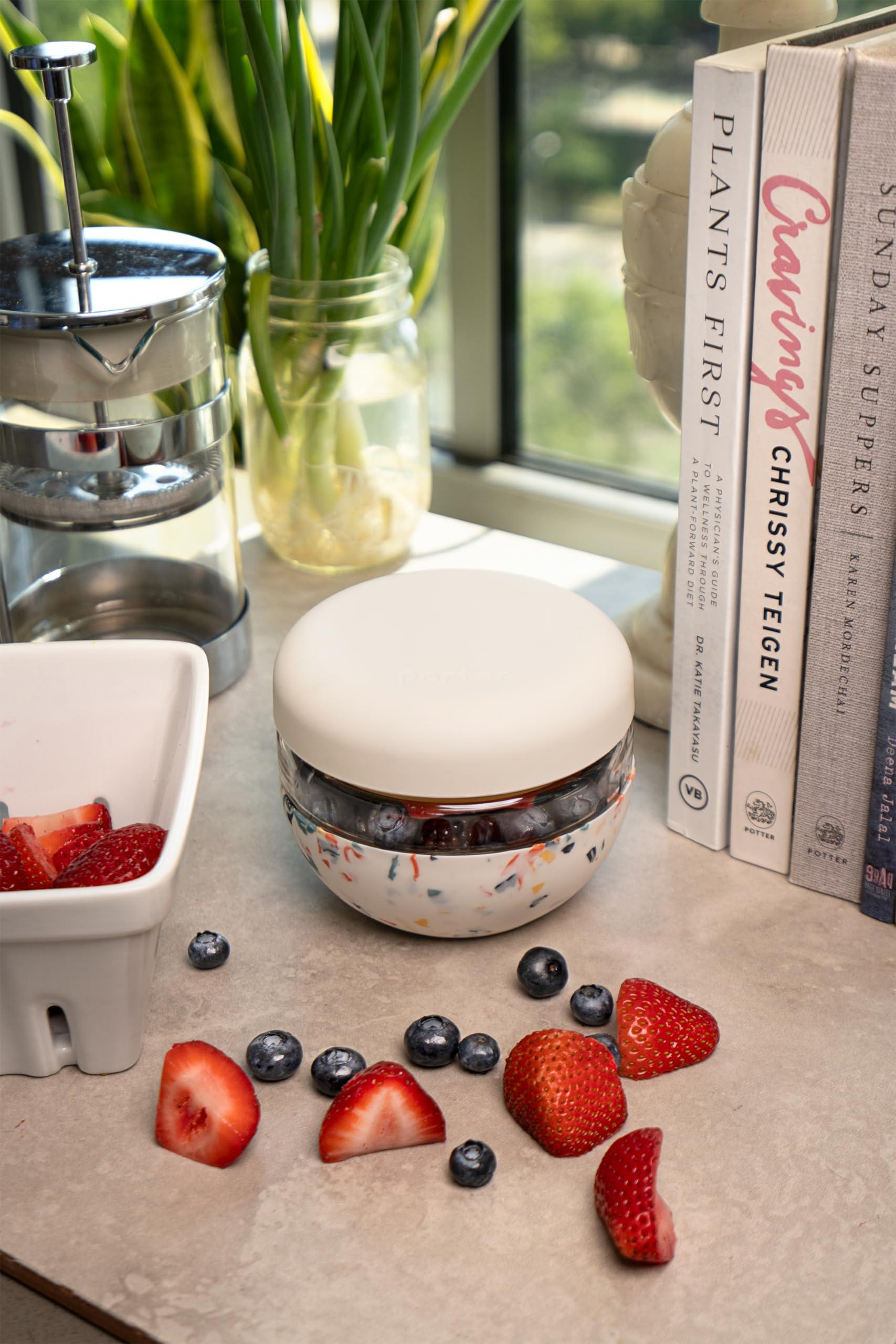 W&P W&P Porter Seal Tight Glass Food Storage Container with Lid, Terrazzo Cream 16oz, Leak & Spill Proof Meal Prep Container, Microwave & Dishwasher Safe, Borosilicate Glass