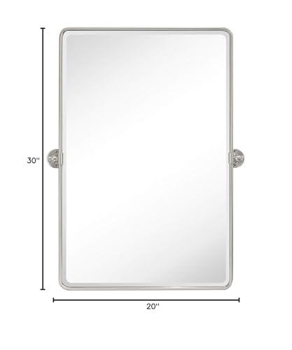 TEHOME TEHOME 20x30\'\' Brushed Nickel Pivot Mirror Rectangle Bathroom Vanity Mirror Brushed Silver Rounded Corner Metal Framed Tilting Beveled Vanity Wall Mirrors