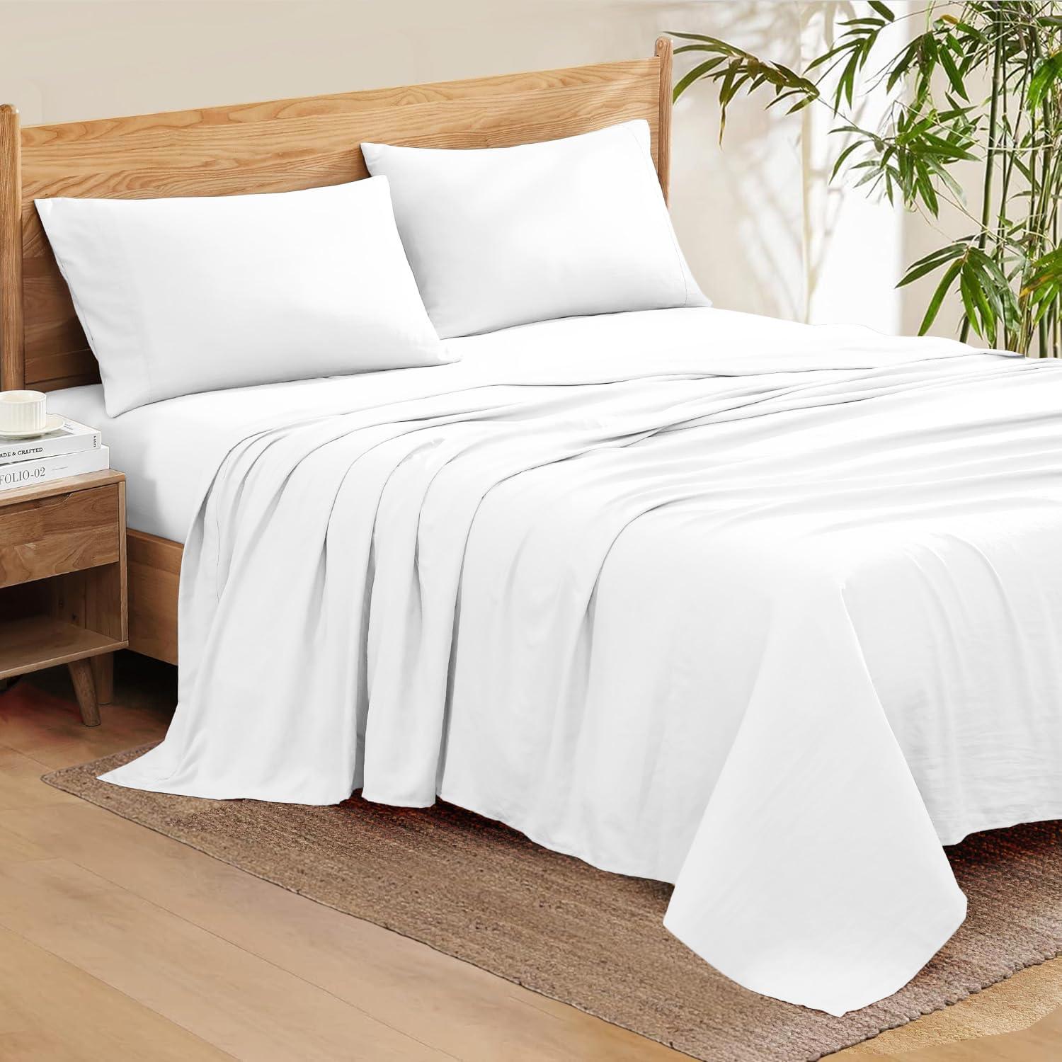 Sophia Cotton Club Cal-King Size Sheets Luxury Soft 1200-TC Heavy Egyptian Cotton - Sheet Set for Cal-King Size (72x84) Mattress Fits 28-30 Inches Fully Elastic Deep Pocket (Solid, White)