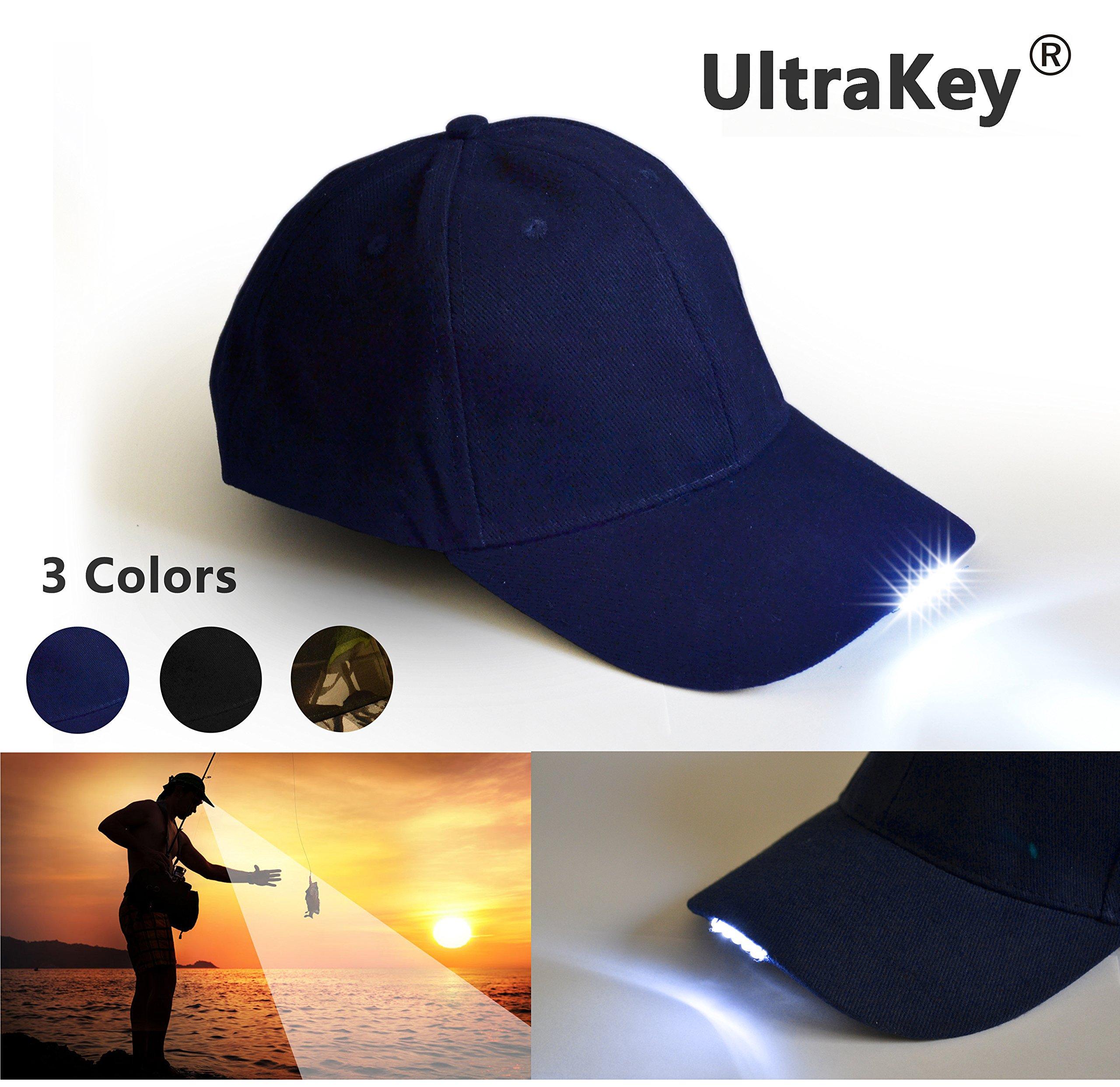 UltraKey Hands Free LED Baseball Cap Hat for Outdoor Jogging Hip Hop Party Holiday Blue