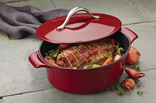 Anolon Anolon Vesta Cast Iron Dish/Casserole Pan with Lid, 4 Quart, Paprika Red