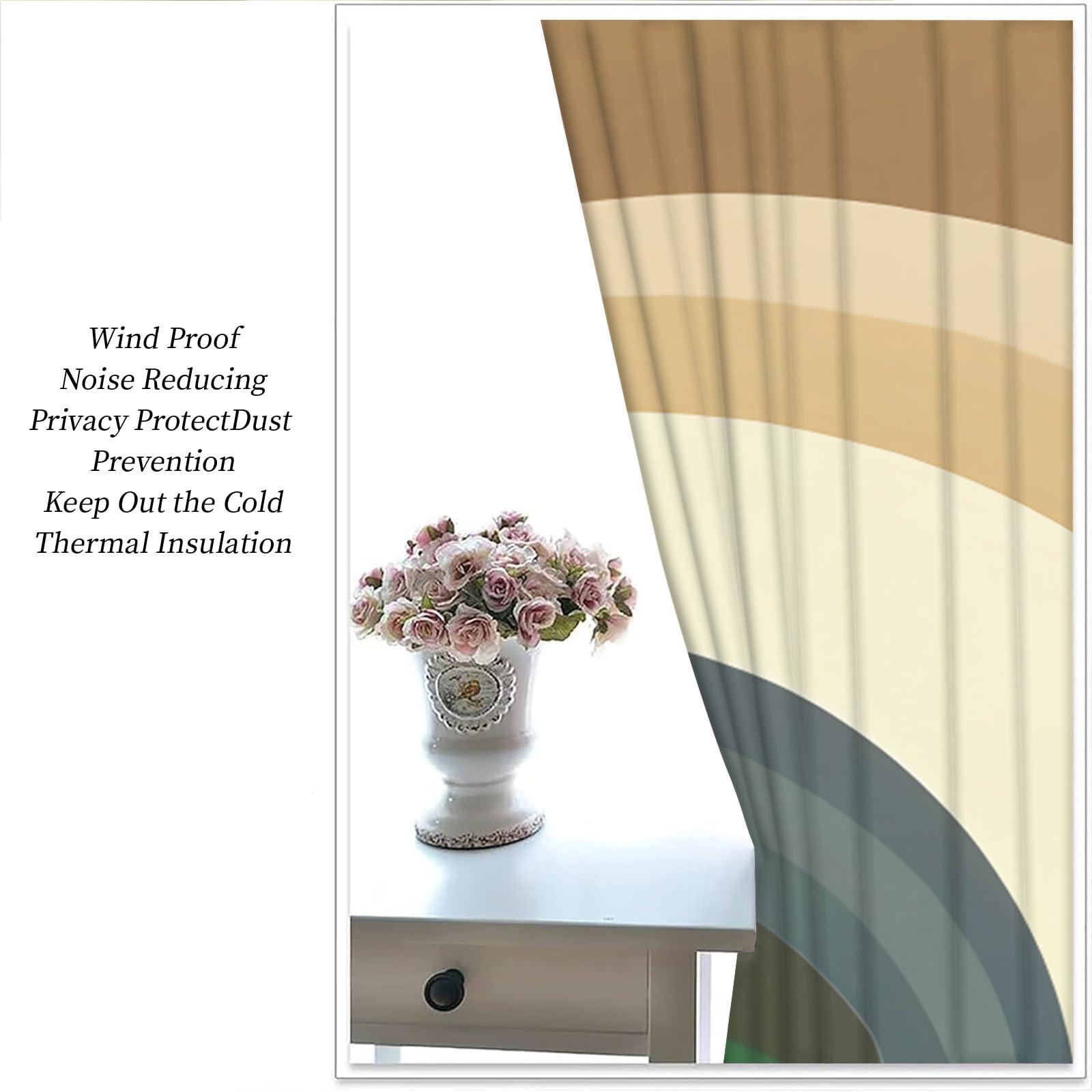 XAFIAUR XAFIAUR Rainbow Circle Art Blackout Curtains, Creative Circle Texture Curtain Panels for Bedroom - Grommet Thermal Insulated Room Darkening Curtains for Living Room 72" W x 72" L