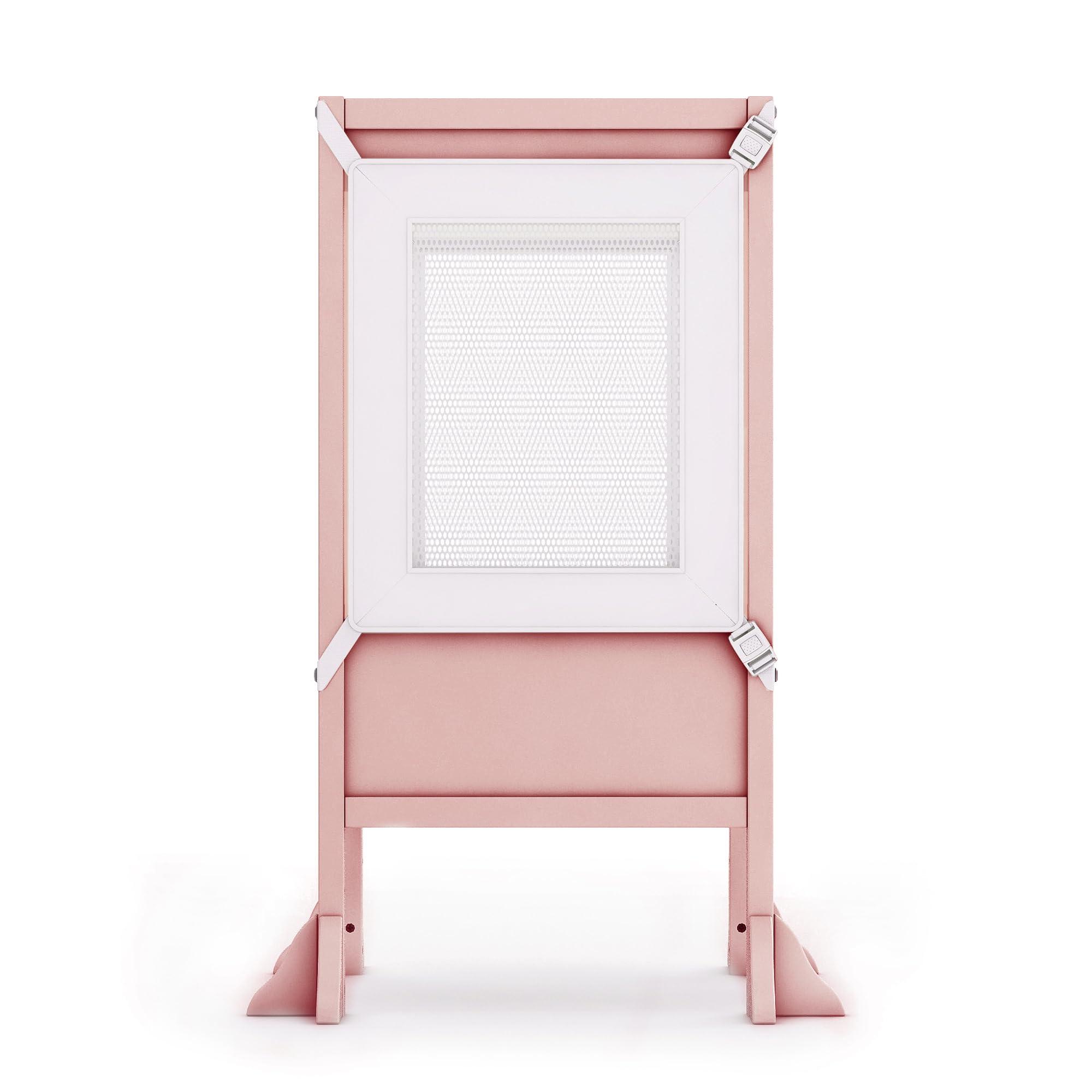 Guidecraft Guidecraft Contemporary Kitchen Helper Toddler Tower - Limited Edition Pink. Original Folding Montessori Learning Step Stool with Safety Nets