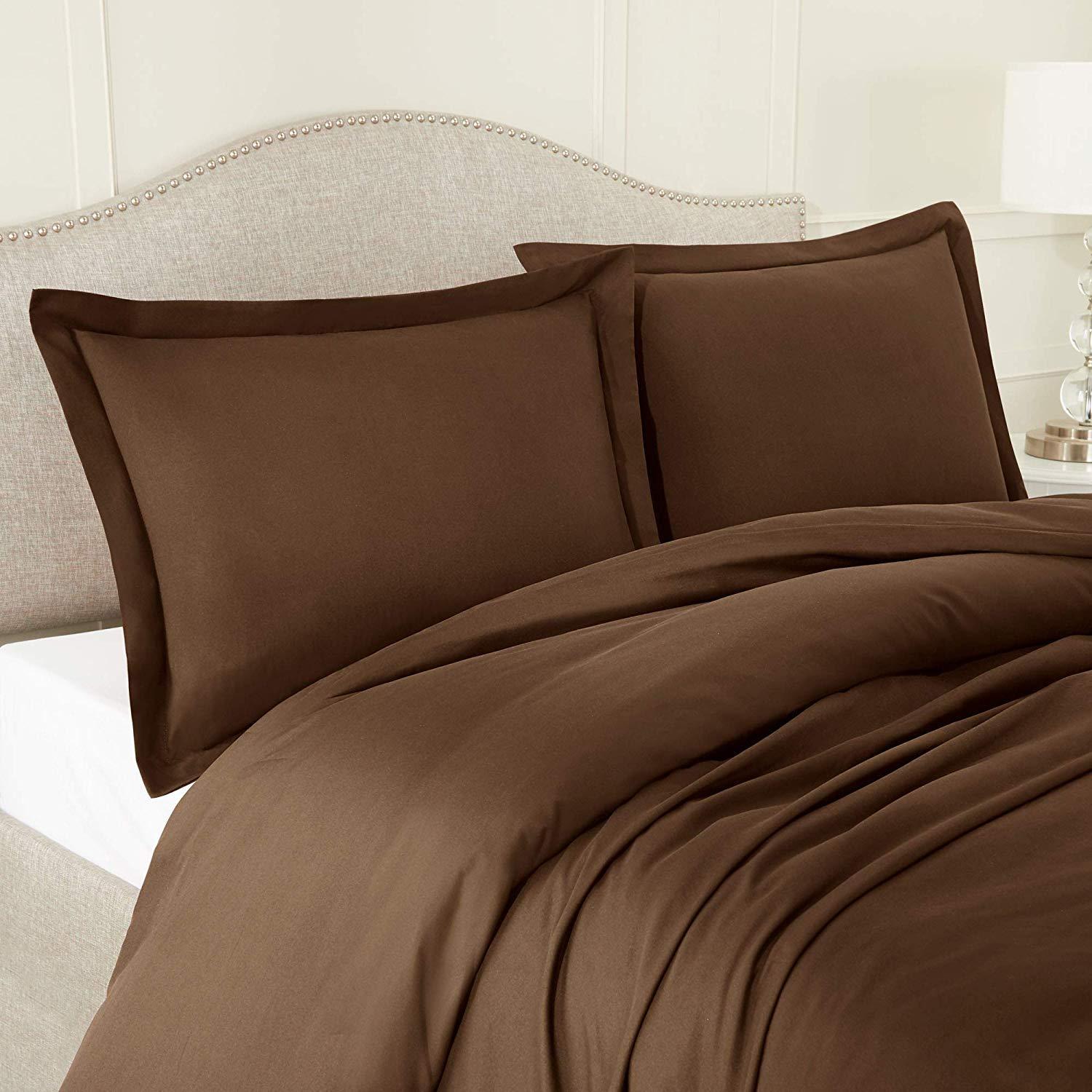 Comfort Bed Store Comfort Store Bedding 2 Piece 500 GSM Comforted Set Collection Organic Cotton 400 Thread Count Solid 1 Duvet Cover, 1 Comforter (Chocolate Twin, Set of 2)
