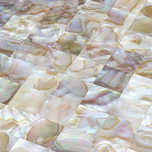 Vogue Tile Mother of Pearl Tile Oyster White Natural Varied Sea Shell Seamless Square Pack of 5 Sheets