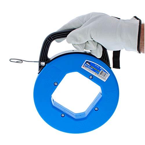 Ideal Industries IDEAL Electrical 31-033 Blued Steel Fish Tape – 50 ft. Blued Steel Fish Tape w/ Formed Hook & Tuff-Grip Pro Case, Non-Oily Finish, Laser Etched Increments